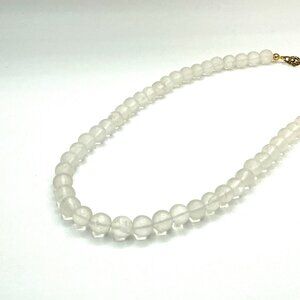 Vintage Clear Quartz Beaded Necklace With Gold-Tone Clasp